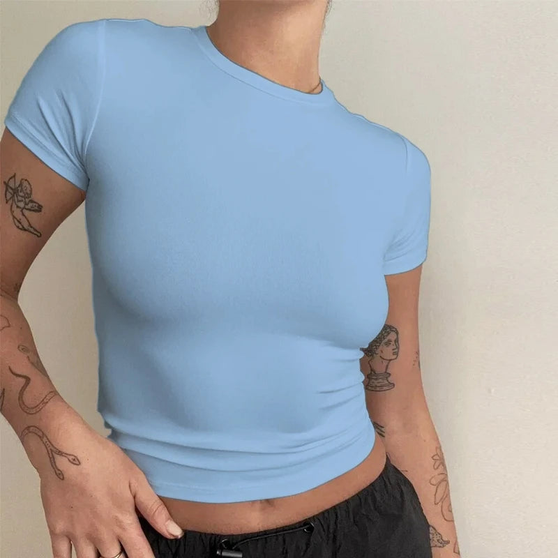 Slim Fit O-Neck Knit Sheath Tee