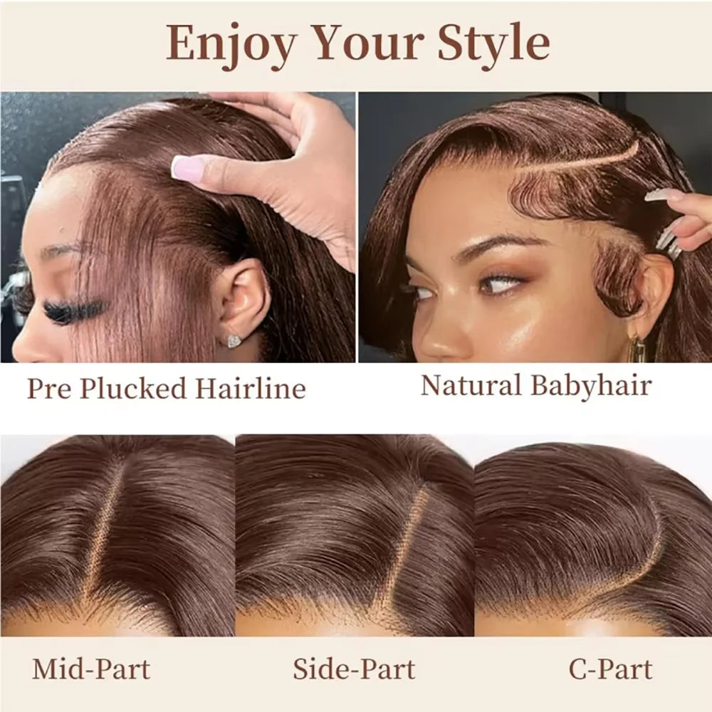 Chocolate Brown Body Wave HD Lace Wig – 13x4 | 200–230 Density