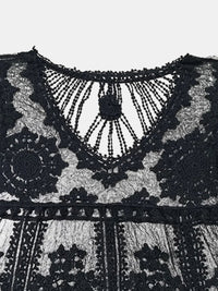 Sheer Lace Round Neck Beach Cover-Up