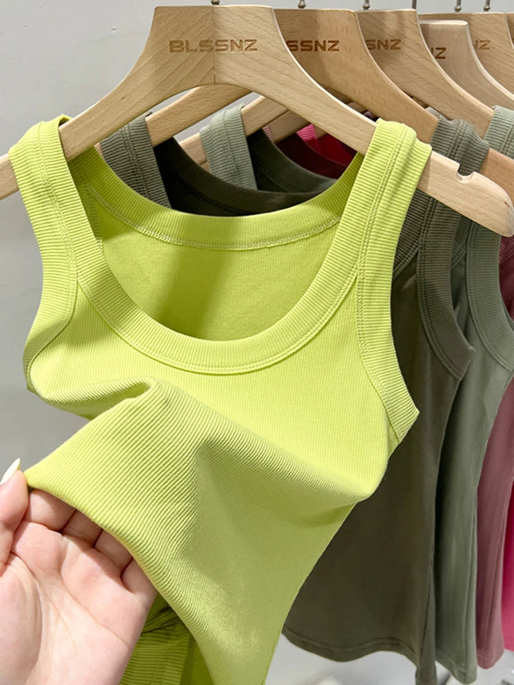 Ribbed Round Neck Tank Top