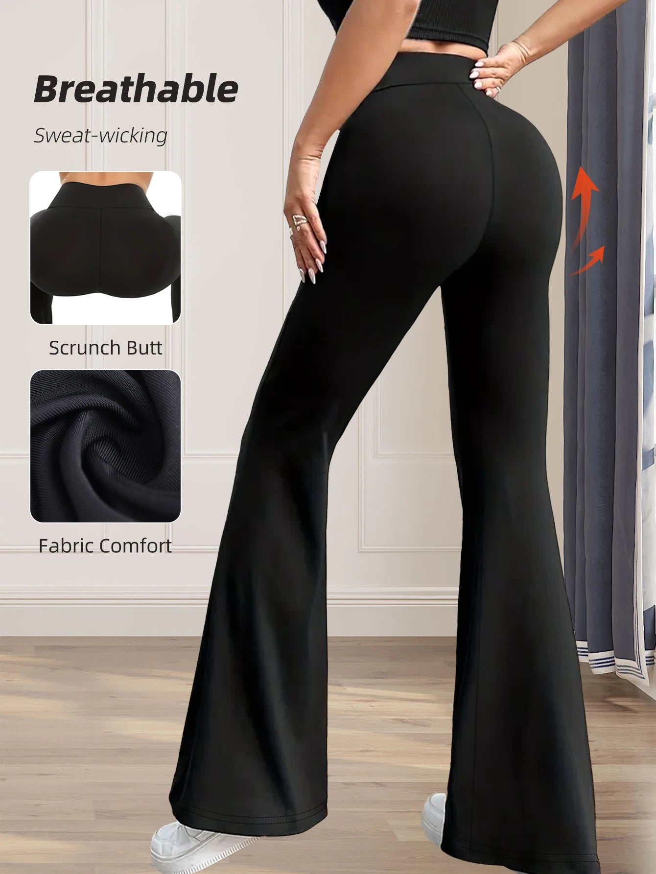 High Waist Slim Flare Trousers