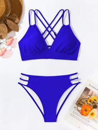 Double Strap Cross-Back Hollow Bikini Set