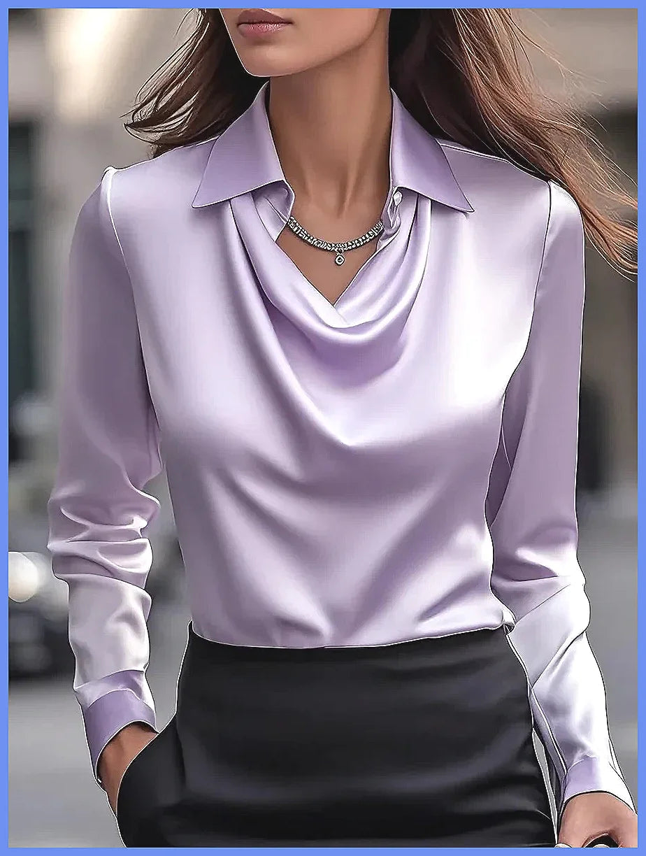 Vintage Satin Long Sleeve Silk Blouse