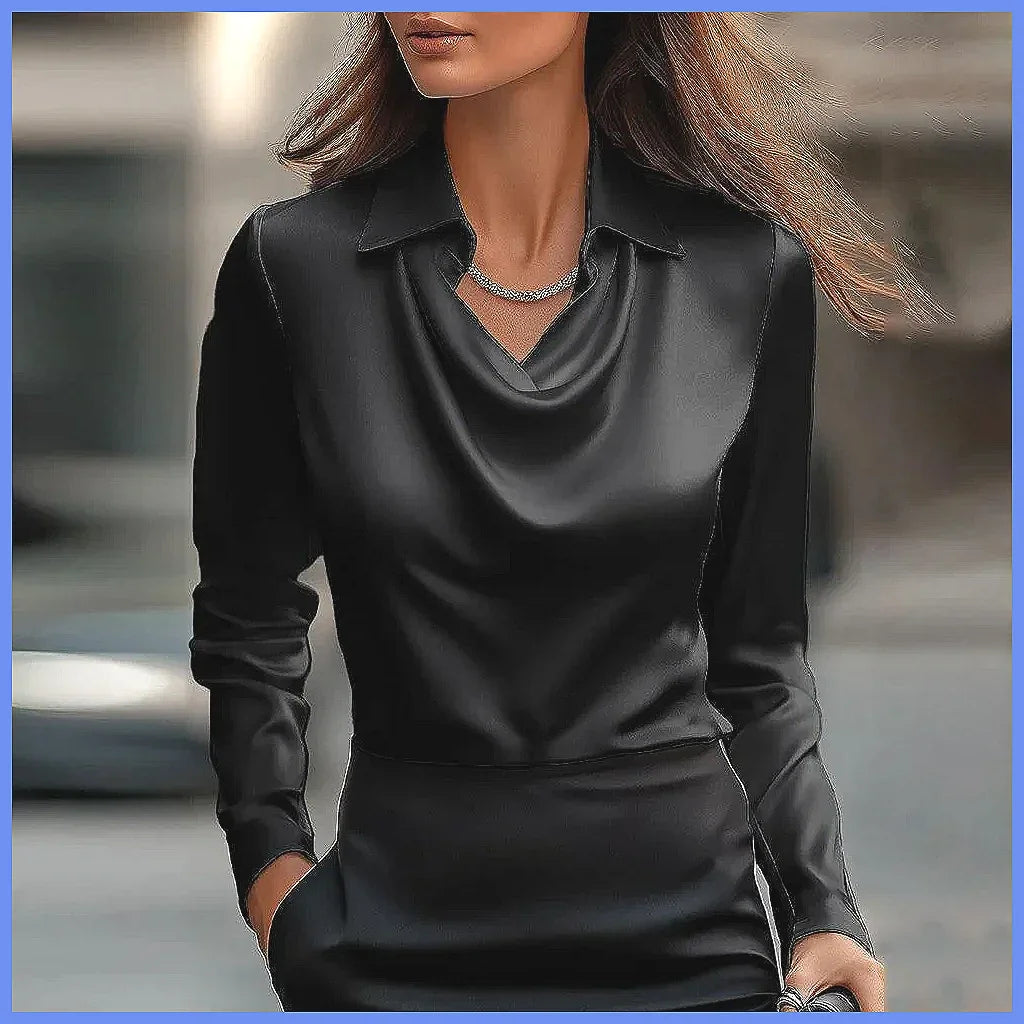 Vintage Satin Long Sleeve Silk Blouse