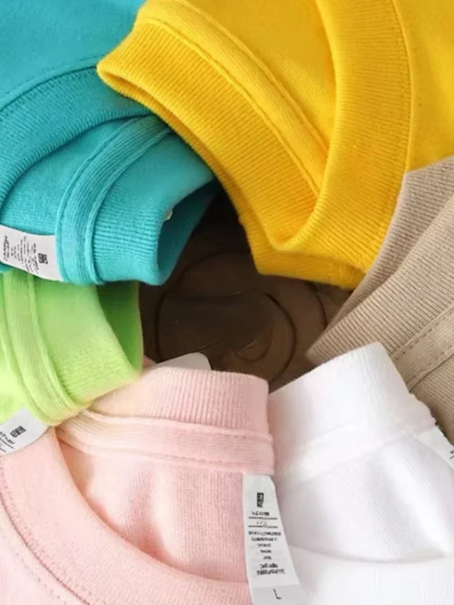 Summer 100% Cotton Women'S T-Shirt Bottoming Basic Fashionable Solid Lady Short Sleeve Loose Tops Shirts 230G/㎡ Tops