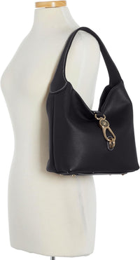 Women'S Small Logo Lock Sac Shoulder Bag in Pebble Grain Leather, with Signature Closure