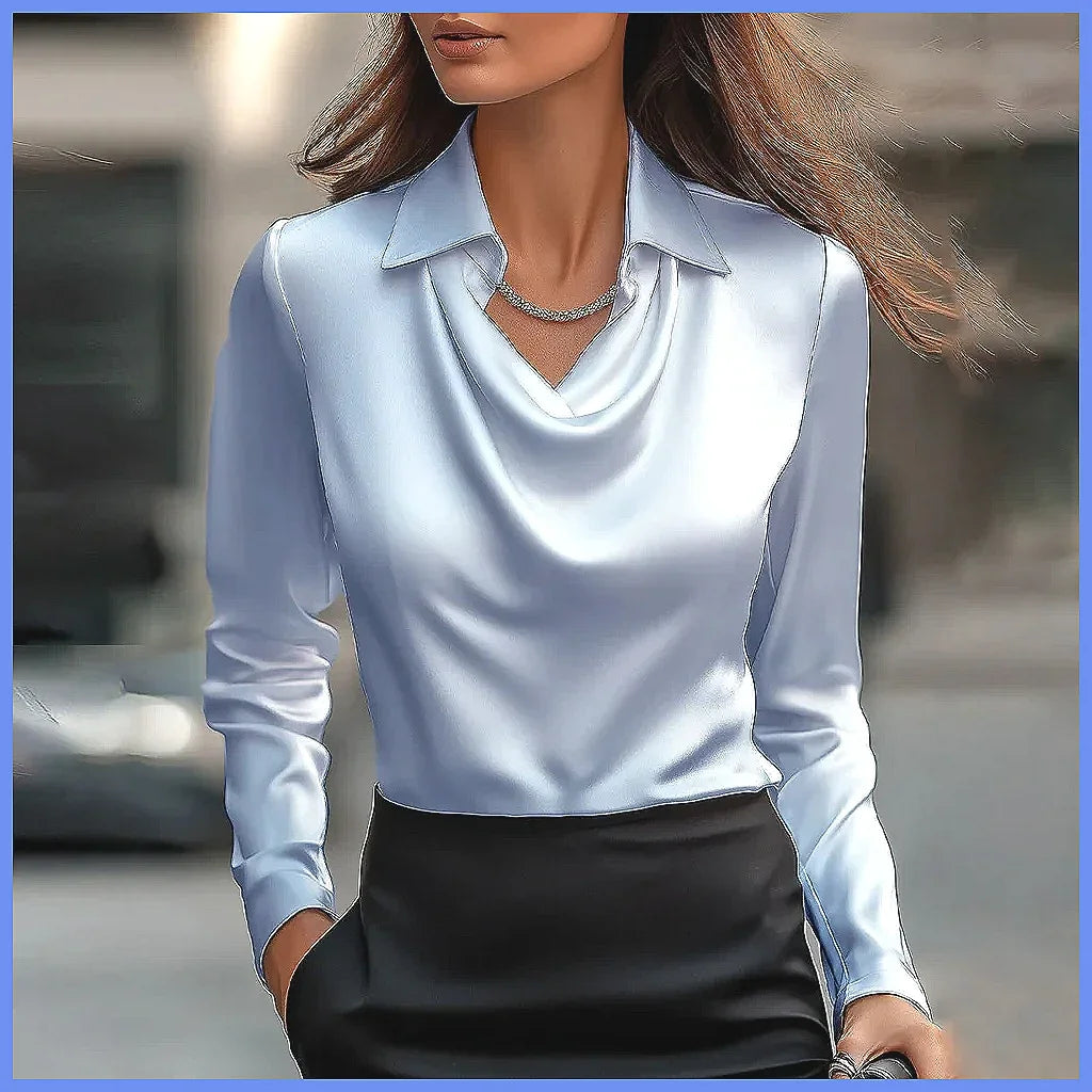 Vintage Satin Long Sleeve Silk Blouse