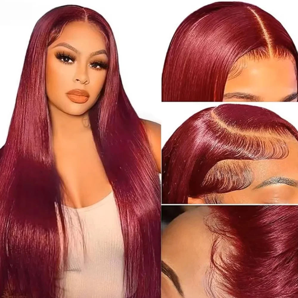 200 Density 99J Straight 13x6 HD Lace Front Wig – 46 Inch Human Hair
