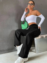 High Waist Wide-Leg Cargo Trousers