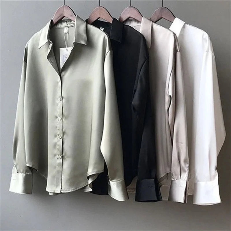 Long Sleeve Turn-Down Collar Blouse