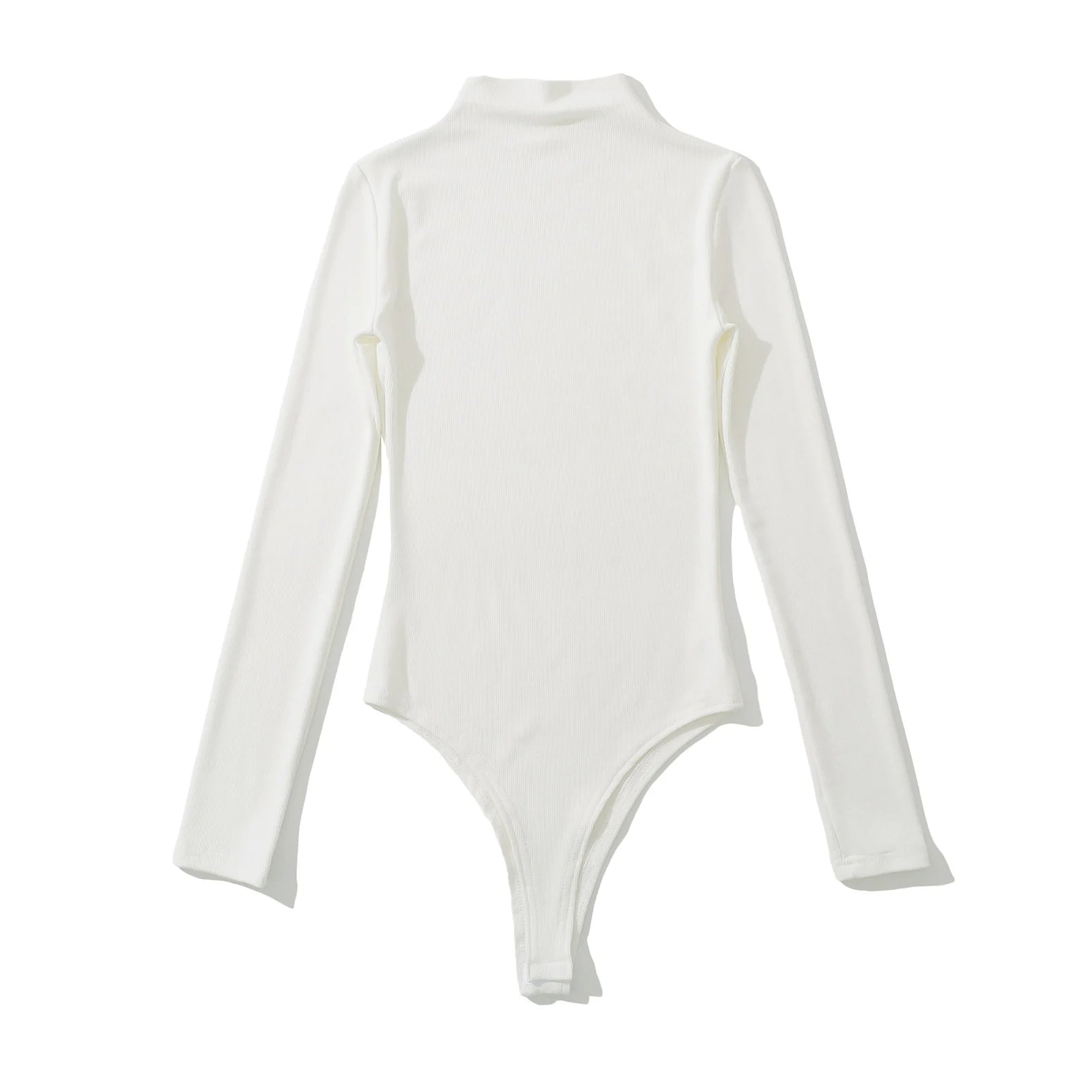 Stand Collar Ribbed Long Sleeve Bodycon Romper