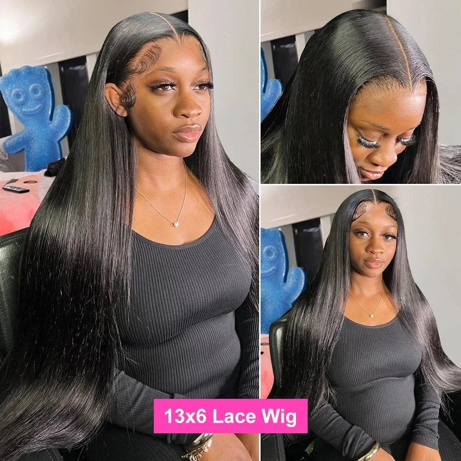 13x4 13x6 Natural Color Full Frontal 360 HD Transparent Lace 40 46 Inch Long Straight 7x6 Closure Human Hair Pre plucked Wigs
