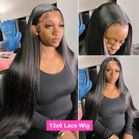 13x4 13x6 Natural Color Full Frontal 360 HD Transparent Lace 40 46 Inch Long Straight 7x6 Closure Human Hair Pre plucked Wigs