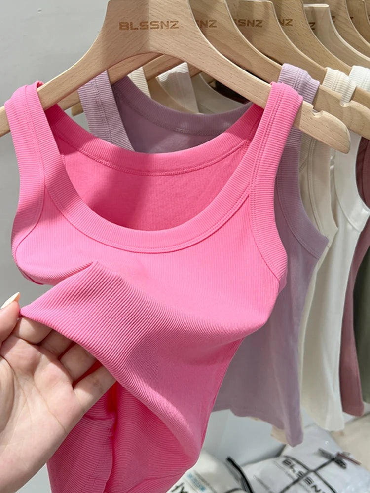 Ribbed Round Neck Tank Top