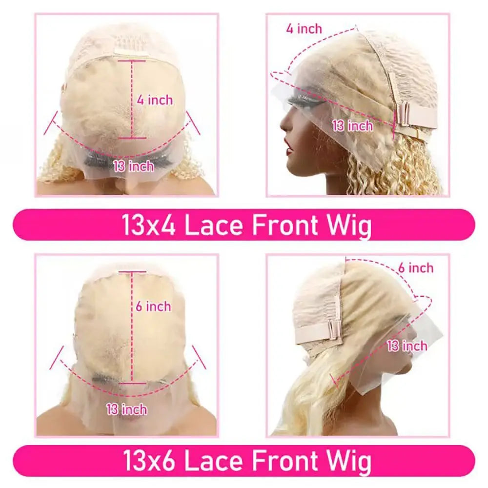 46 Inch 613 Honey Blonde Lace Front Wig 13x6 HD Transparent Lace Frontal 200 Density Body Wave Pre Plucked Bleached Knots