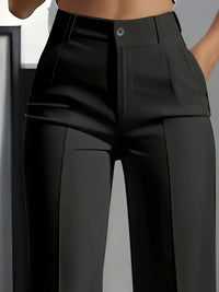 High Waist Draped Straight-Cut Trousers