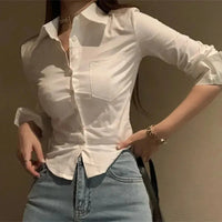 Chiffon Button-Down Crop Blouse
