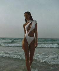 Asymmetric Cut-Out One-Piece Swimsuit