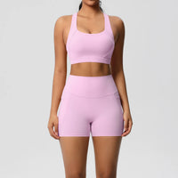 2-Piece Yoga Set – Crossover Bra & Shorts
