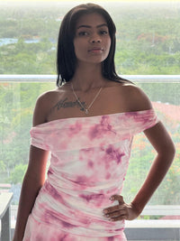 Tie-Dye One-Shoulder Layered Mini Dress