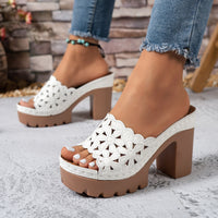 HollowOut Heel Sandals WDHKUN Womens HollowOut High Heel Sandals Summer Platform OpenToe Chunky Heel Fashion Mules Comfortable and Versatile Outdoor Slippers Women Shoes