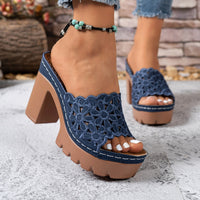 Hollow Thick Sole Slides WDHKUN Womens Hollow Thick Sole Slides Fashion High Heel Outdoor Summer Casual Shoes Womens High Heel Sandals MultiColor Optional Women Shoes