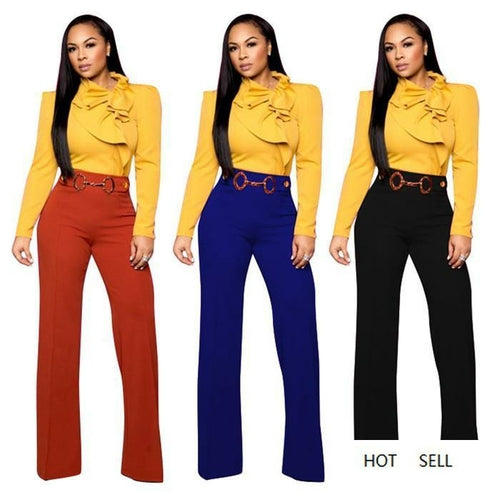 Wide Leg Straight Trousers