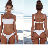 Solid Color Triangle Bikini Set