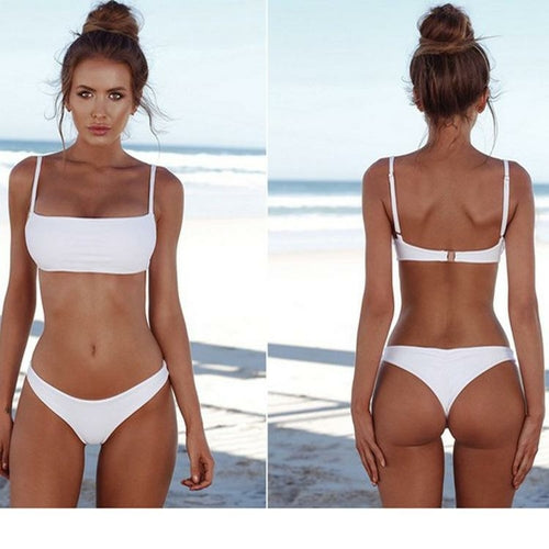 Solid Color Triangle Bikini Set