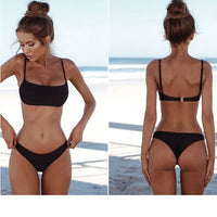 Solid Color Triangle Bikini Set