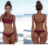 Solid Color Triangle Bikini Set