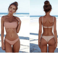 Solid Color Triangle Bikini Set