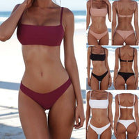 Solid Color Triangle Bikini Set